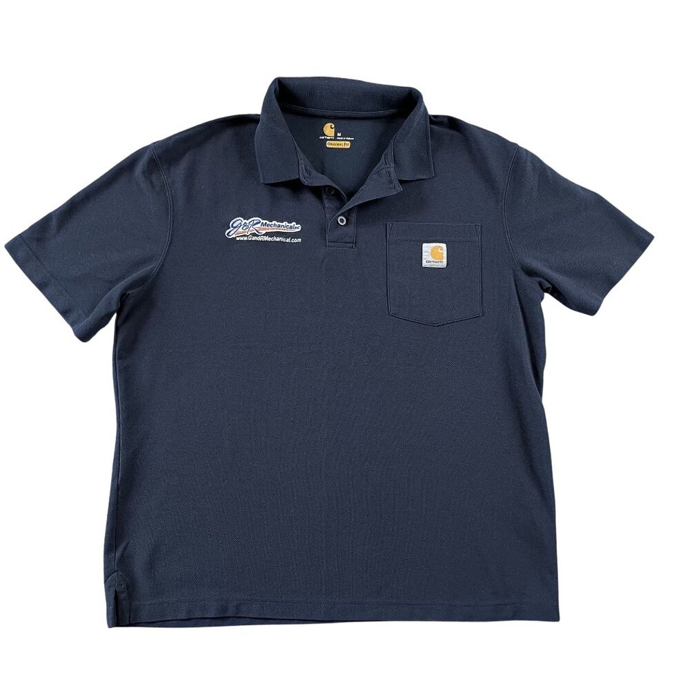 Carhartt Original Fit Front‎ Pocket Navy Polo Shirt Size Medium -